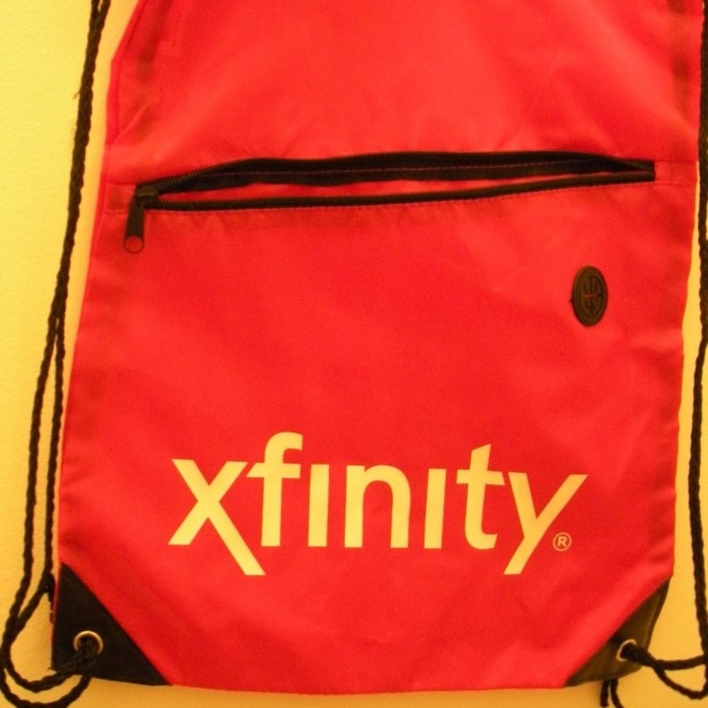 Drawstring Backpack w/Zipper Red + Black Cinch Bag - XFINITY Promo NEW